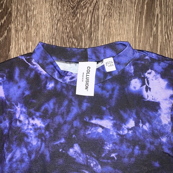 COLLUSION tie dye long sleeve crop top, size 6 - Picture 5 of 5